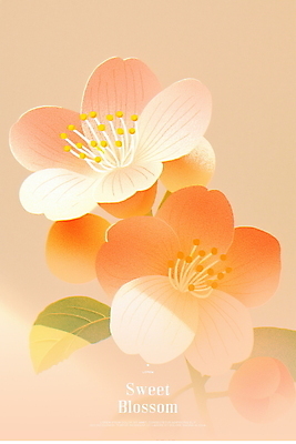 PSD 일러스트 나뭇잎 사람없음 햇빛 봄풍경 벚꽃 꽃수술 살구색 국내일러스트 꽃 컬러 잎 풍경 태양 봄 파일형식