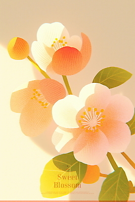 PSD 일러스트 나뭇잎 사람없음 햇빛 봄풍경 벚꽃 꽃봉오리 꽃수술 살구색 국내일러스트 꽃 컬러 잎 풍경 태양 봄 파일형식