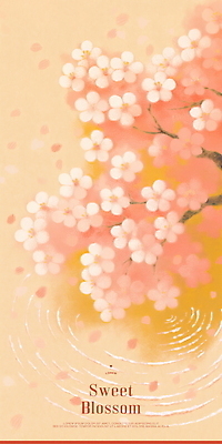 PSD 꽃잎 물결 일러스트 사람없음 봄풍경 벚나무 물결파장 살구색 국내일러스트 나무 꽃 컬러 풍경 봄 벚꽃 파일형식