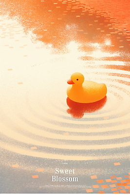 PSD 꽃잎 물결 일러스트 그림자 사람없음 봄풍경 벚꽃 물결파장 살구색 오리장난감 국내일러스트 꽃 컬러 풍경 장난감 봄 파일형식