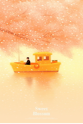 전신 PSD 남자 꽃잎 일러스트 한명 성인 봄풍경 보트 벚나무 배타기 살구색 성인남자한명만 국내일러스트 나무 1 꽃 컬러 배_교통 사람 풍경 봄 벚꽃 승차 남자한명만 성인남자만 파일형식