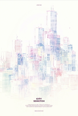 PSD 선 일러스트 수채화 사람없음 도시풍경 스케치 그림 빌딩숲 국내일러스트 미술 풍경 빌딩 도시 파일형식