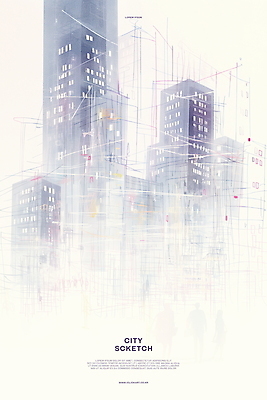 PSD 선 일러스트 수채화 사람없음 도시풍경 고층빌딩 스케치 그림 국내일러스트 미술 풍경 빌딩 도시 파일형식