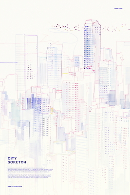 PSD 선 일러스트 수채화 사람없음 도시풍경 스케치 그림 빌딩숲 국내일러스트 미술 풍경 빌딩 도시 파일형식