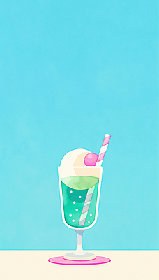 JPG 하늘색 일러스트 아이스크림 빨대 사람없음 체리 메론소다 음료수컵 청량 국내일러스트 AI일러스트 AI콘텐츠 음료 과일 디저트 컵 파란색 파일형식