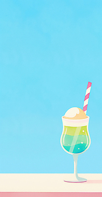 JPG 하늘색 일러스트 아이스크림 빨대 사람없음 메론소다 음료수컵 청량 국내일러스트 AI일러스트 AI콘텐츠 음료 디저트 컵 파란색 파일형식