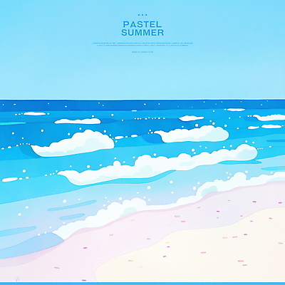 PSD 물결 파도 일러스트 하늘 해변 사람없음 모래사장 여름풍경 수평선 국내일러스트 바다 풍경 파일형식 여름_계절