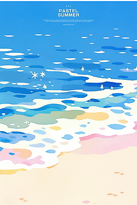 PSD 물결 일러스트 해변 사람없음 반짝임 모래사장 여름풍경 국내일러스트 바다 모션 풍경 파일형식 여름_계절