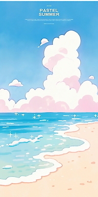 PSD 구름 물결 일러스트 하늘 해변 사람없음 반짝임 모래사장 여름풍경 수평선 국내일러스트 자연요소 바다 모션 풍경 파일형식 여름_계절