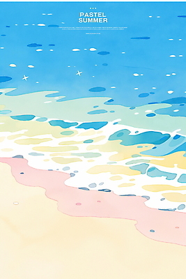 PSD 물결 일러스트 해변 사람없음 반짝임 모래사장 여름풍경 국내일러스트 바다 모션 풍경 파일형식 여름_계절