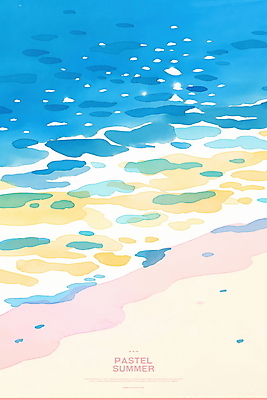 PSD 물결 일러스트 해변 사람없음 반짝임 모래사장 여름풍경 국내일러스트 바다 모션 풍경 파일형식 여름_계절