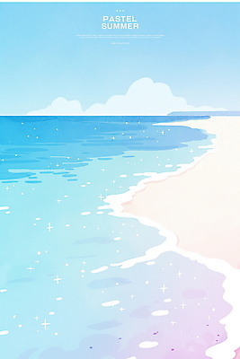 PSD 구름 물결 일러스트 하늘 해변 사람없음 반짝임 모래사장 여름풍경 수평선 국내일러스트 자연요소 바다 모션 풍경 파일형식 여름_계절