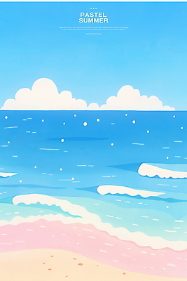 PSD 구름 물결 파도 일러스트 하늘 해변 사람없음 반짝임 모래사장 여름풍경 수평선 국내일러스트 자연요소 바다 모션 풍경 파일형식 여름_계절