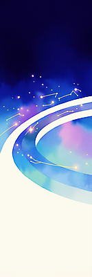 JPG 세로배너 길 일러스트 밤하늘 수채화 사람없음 파란색 반짝임 별자리 국내일러스트 AI일러스트 AI콘텐츠 배너 컬러 모션 하늘 세로 야간 파일형식