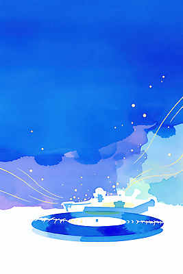 JPG 일러스트 밤하늘 수채화 사람없음 파란색 국내일러스트 AI일러스트 AI콘텐츠 컬러 하늘 야간 파일형식