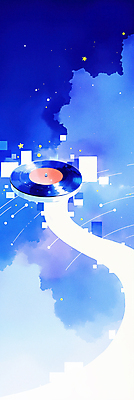 JPG 별 세로배너 길 일러스트 밤하늘 수채화 사람없음 파란색 국내일러스트 AI일러스트 AI콘텐츠 자연요소 배너 컬러 하늘 세로 야간 파일형식