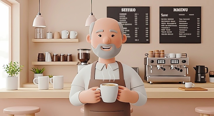 JPG 편집이미지 노년 남자 화분 의자 창문 조명 선반 한명 미소 상반신 노후 3D 앞치마 카페 머그컵 수증기 커피잔 커피메이커 메뉴판 바리스타 베이지색 카페라떼 모카포트 노인남자한명만 편집3D AI컴퓨터그래픽 AI콘텐츠 직업 1 커피 컬러 가구 주전자 잔 표정 사람 성인 컵 상점 디지털합성 라떼 커피용품 남자한명만 노인남자만 파일형식