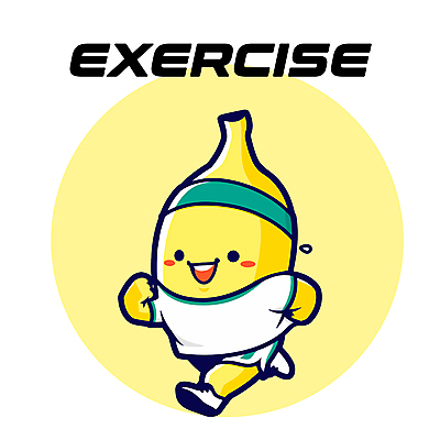 일러스트 바나나 미소 사람없음 운동복 달리기 운동 머리띠 바나나캐릭터 일러캐릭터 AI파일 캐릭터 옷 과일 장신구 모션 표정 건강 파일형식 벡터