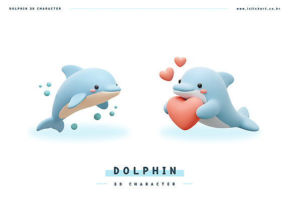 PSD 편집이미지 하늘색 두마리 3D캐릭터 미소 들기 사람없음 3D 귀여움 하트 돌고래 물거품 편집3D 모양 캐릭터 컨셉 2 포유류 모션 표정 파란색 수중동물 거품 디지털합성 파일형식