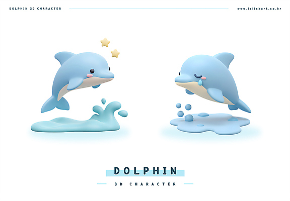 PSD 편집이미지 별 하늘색 두마리 3D캐릭터 미소 사람없음 3D 귀여움 울음 눈물 돌고래 웅덩이 편집3D 자연요소 캐릭터 감정 컨셉 2 포유류 표정 파란색 수중동물 디지털합성 파일형식