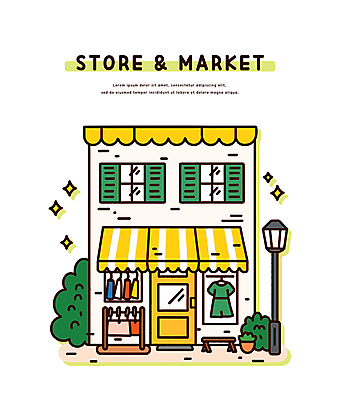 화분 가로등 의자 일러스트 창문 사람없음 초록색 반짝임 노란색 문 상점 풀 옷걸이 옷가게 스탠드행거 차양막 국내일러스트 AI파일 식물 옷 공공시설 컬러 가구 모션 차양 파일형식 벡터