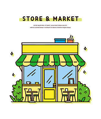 일러스트 창문 잔 사람없음 연두색 반짝임 문 상점 풀 야외의자 야외테라스 야외테이블 입간판 차양막 국내일러스트 AI파일 식물 식기 의자 모션 탁자 간판 초록색 발코니 차양 파일형식 벡터