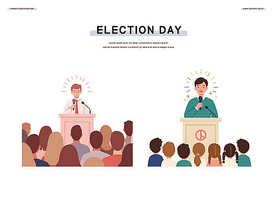 여자 남자 일러스트 미소 들기 여러명 상반신 성인 반짝임 군중 투표 마이크 단상 국회의원 선거권 후보 성인만 기표문양 국내일러스트 AI파일 직업 문양 음향기기 다수 모션 표정 사람 선거 파일형식 벡터