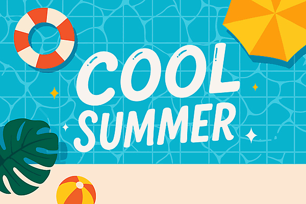 물결 하늘색 일러스트 수영장 타이포그라피 사람없음 여름 반짝임 파라솔 시원함 비치볼 튜브 몬스테라 국내일러스트 AI파일 식물 문자 계절 공 모션 바캉스용품 파란색 파일형식 벡터