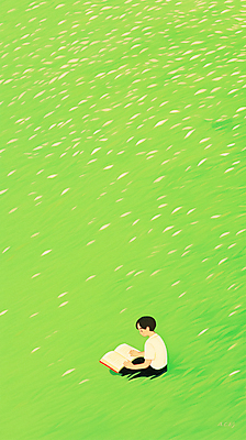 JPG 전신 남자 일러스트 청소년 휴식 한명 들기 앉기 잔디 초원 책 연두색 독서 평화 십대남자한명만 국내일러스트 AI일러스트 AI콘텐츠 식물 1 컨셉 모션 사람 초록색 남자한명만 십대남자만 파일형식