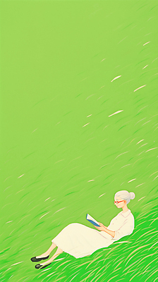 JPG 전신 여자 노년 일러스트 휴식 한명 들기 앉기 잔디 초원 책 연두색 독서 평화 노인여자한명만 안경낌 국내일러스트 AI일러스트 AI콘텐츠 식물 1 안경 컨셉 모션 사람 성인 초록색 여자한명만 노인여자만 파일형식