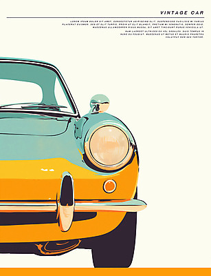 PSD 일러스트 사람없음 노란색 빈티지 복고 판화 클래식자동차 뉴트로 국내일러스트 컬러 컨셉 자동차 미술 파일형식