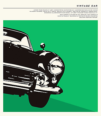 PSD 일러스트 사람없음 초록색 빈티지 복고 판화 클래식자동차 뉴트로 국내일러스트 컬러 컨셉 자동차 미술 파일형식