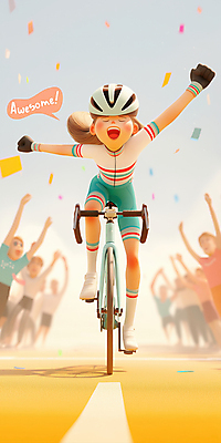 JPG 여자 남자 말풍선 일러스트 응원 하늘 여러명 성인 손들기 자전거 기쁨 군중 승차 헬멧 사이클선수 트랙 꽃가루 사이클복 자전거경기 자전거경주 자전거묘기 성인만 국내일러스트 AI일러스트 AI콘텐츠 감정 다수 모션 운동선수 사람 경기 바이크 보호장비 묘기 가루 파일형식