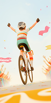 JPG 여자 남자 일러스트 응원 하늘 여러명 성인 손들기 자전거 기쁨 군중 승차 헬멧 사이클선수 트랙 꽃가루 사이클복 자전거경기 자전거경주 자전거묘기 성인만 국내일러스트 AI일러스트 AI콘텐츠 감정 다수 모션 운동선수 사람 경기 바이크 보호장비 묘기 가루 파일형식