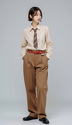 JPG 모델 편집이미지 여자 포즈 넥타이 한명 서기 정장 성인 갈색 단발머리 매니시룩 주머니손 정장구두 의료성형뷰티 성인여자한명만 편집실사 AI인물포토 AI콘텐츠 1 헤어스타일 잡화 옷 구두 컬러 모션 사람 매니시 CG 여자한명만 성인여자만 파일형식 AI포토