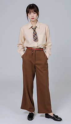 JPG 모델 편집이미지 여자 포즈 넥타이 한명 서기 정장 성인 갈색 매니시룩 주머니손 정장구두 묶은머리 의료성형뷰티 성인여자한명만 편집실사 AI인물포토 AI콘텐츠 1 헤어스타일 잡화 옷 구두 컬러 모션 사람 매니시 CG 여자한명만 성인여자만 파일형식 AI포토