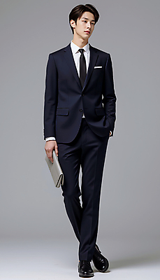 JPG 전신 모델 편집이미지 남자 포즈 한명 들기 정장 성인 검은색 클래식 주머니손 클러치 오피스룩 의료성형뷰티 성인남자한명만 편집실사 AI인물포토 AI콘텐츠 1 옷 컬러 컨셉 가방 비즈니스 모션 사람 CG 남자한명만 성인남자만 파일형식 AI포토