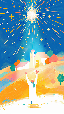 JPG 전신 남자 기독교 십자가 일러스트 밤하늘 한명 성인 빛 교회 목도리 하나님 언덕 신성 손뻗기 안식처 성인남자한명만 국내일러스트 AI일러스트 AI콘텐츠 1 잡화 종교 종교건축 모션 하늘 휴식 사람 건물 신_종교 야간 남자한명만 성인남자만 파일형식