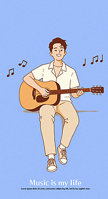 전신 남자 하늘색 연주 음표 일러스트 노래 한명 들기 앉기 성인 라이프 기타 성인남자한명만 국내일러스트 AI파일 1 기호 음악 모션 현악기 사람 생활 파란색 남자한명만 성인남자만 파일형식 벡터