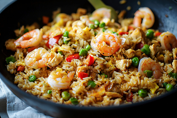 JPG 편집이미지 새우 파프리카 사람없음 쌀 계란프라이 완두콩 인도네시아 웍 편집실사 인도네시아음식 나시고랭 AI포토 AI콘텐츠 아시아 음식 채소 주방용품 콩 곡류 갑각류 계란요리 CG 볶음밥 동양음식 파일형식