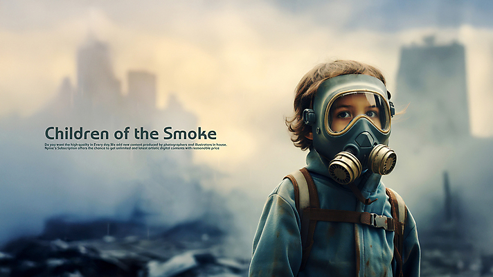 PSD 편집이미지 남자 어린이 하늘 한명 빌딩 소년 상반신 회색 연기 먼지 대기오염 방독면 생태계파괴 의료성형뷰티 소년한명만 이미지편집 1 컬러 마스크 사람 건물 환경오염 남자한명만 소년만 파일형식