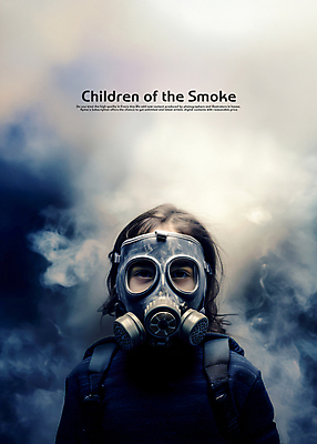 PSD 편집이미지 여자 어린이 한명 소녀 상반신 회색 연기 먼지 대기오염 방독면 생태계파괴 의료성형뷰티 소녀한명만 이미지편집 1 컬러 마스크 사람 환경오염 여자한명만 소녀만 파일형식