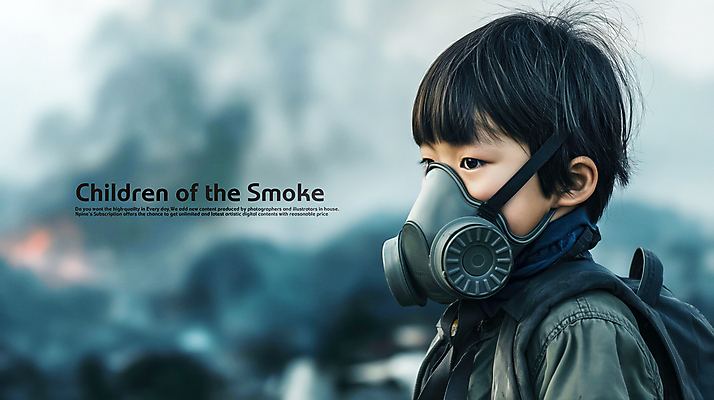 PSD 편집이미지 남자 어린이 하늘 한명 소년 상반신 회색 연기 먼지 대기오염 방독면 생태계파괴 의료성형뷰티 소년한명만 이미지편집 1 컬러 마스크 사람 환경오염 남자한명만 소년만 파일형식