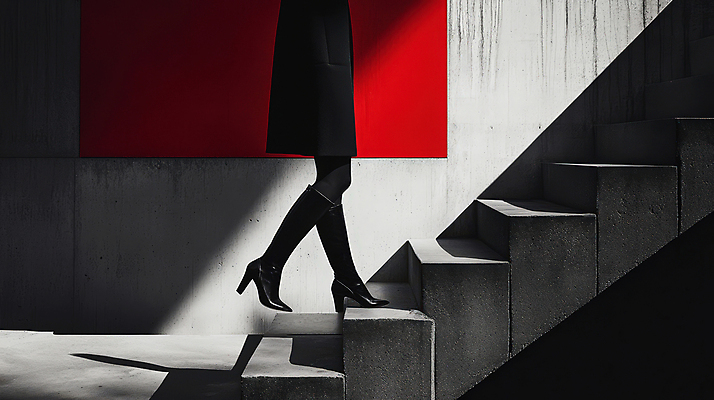 JPG 편집이미지 여자 흑백 그림자 한명 성인 신체부위 빨간색 계단 검은색 어둠 하반신 다리 오르기 다리들기 시크 콘크리트 성인여자한명만 롱부츠 편집실사 AI포토 AI콘텐츠 1 컬러 모션 촬영기법 부츠 사람 CG 여자한명만 성인여자만 파일형식