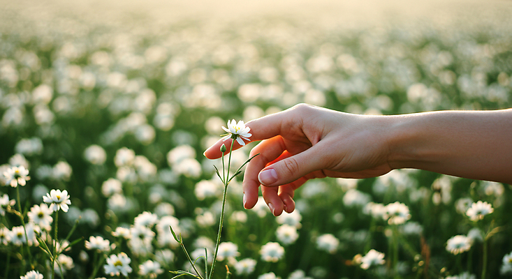 JPG 편집이미지 손 꽃밭 야외 신체부위 연두색 봄풍경 들꽃 터치 봄향기 편집실사 AI인물포토 AI콘텐츠 꽃 사람 풍경 초록색 봄 CG 파일형식 AI포토