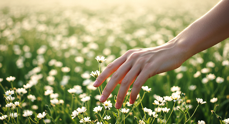 JPG 편집이미지 손 꽃밭 야외 신체부위 연두색 봄풍경 들꽃 터치 봄향기 편집실사 AI인물포토 AI콘텐츠 꽃 사람 풍경 초록색 봄 CG 파일형식 AI포토