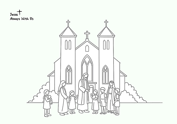 전신 여자 남자 어린이 십자가 라인일러스트 일러스트 함께함 소녀 소년 여러명 성인 성당 손들기 천주교 풀 예수 라인아트 수녀 국내일러스트 AI파일 식물 종교 선 다수 컨셉 종교건축 모션 사람 신_종교 파일형식 벡터