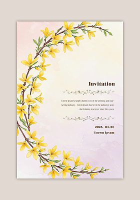 PSD 템플릿 분홍색 잎 카드템플릿 수채화 사람없음 보라색 나뭇가지 개나리 그라데이션 이미지템플릿 나무 식물 꽃 컬러 카드_감사 파일형식