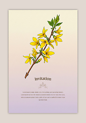 PSD 템플릿 잎 카드템플릿 수채화 사람없음 노란색 보라색 나뭇가지 개나리 그라데이션 이미지템플릿 나무 식물 꽃 컬러 카드_감사 파일형식