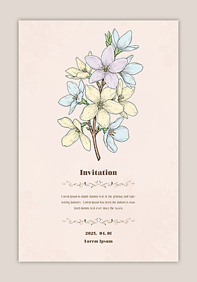 PSD 템플릿 분홍색 잎 카드템플릿 수채화 사람없음 나뭇가지 개나리 이미지템플릿 나무 식물 꽃 컬러 카드_감사 파일형식